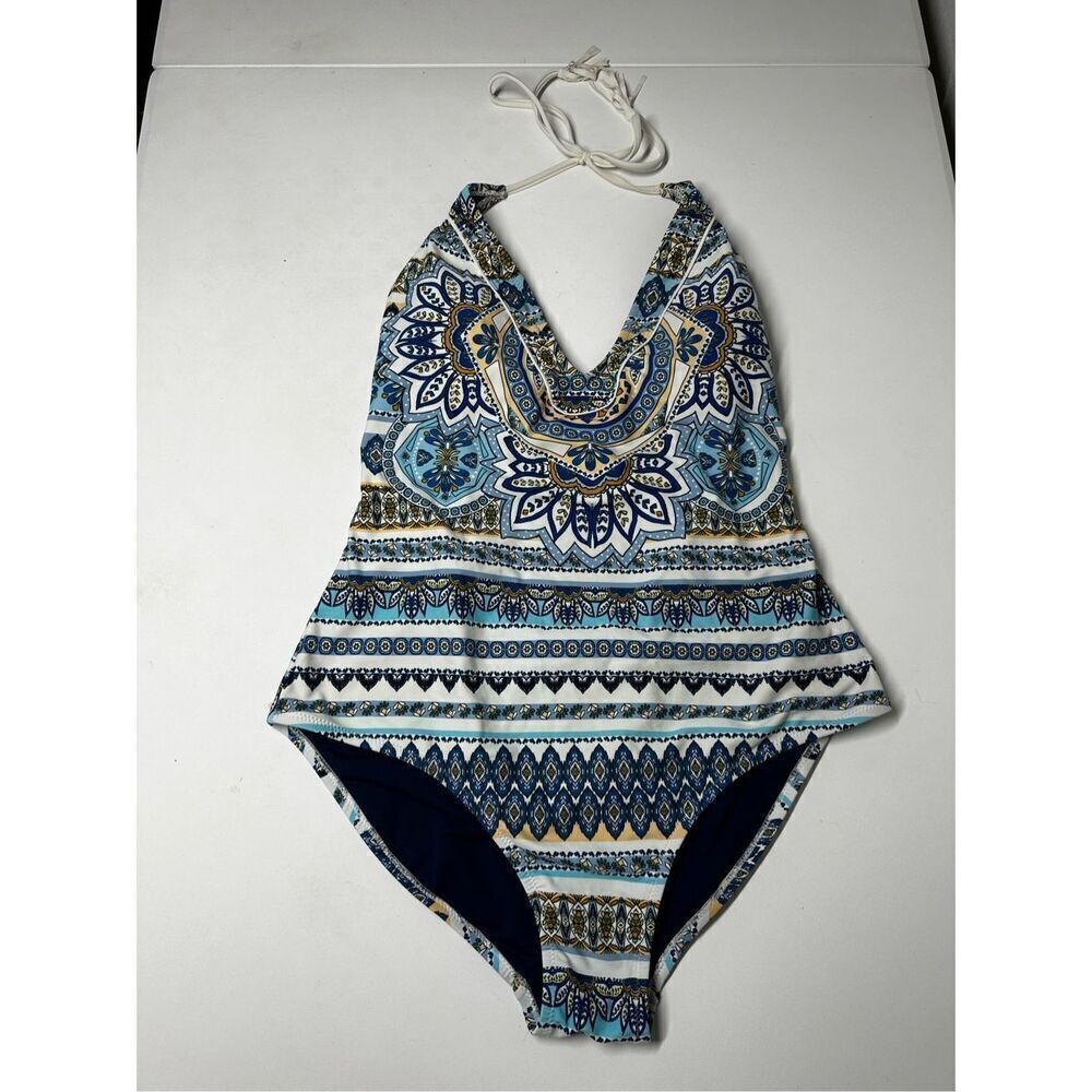 Jessica Simpson One piece Women’s Swimsuit Blue White Size XL